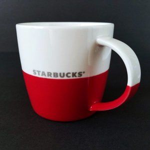 Starbucks Coffee Cocoa Mug Cup Christmas Red White Color Block Silver Logo 2011